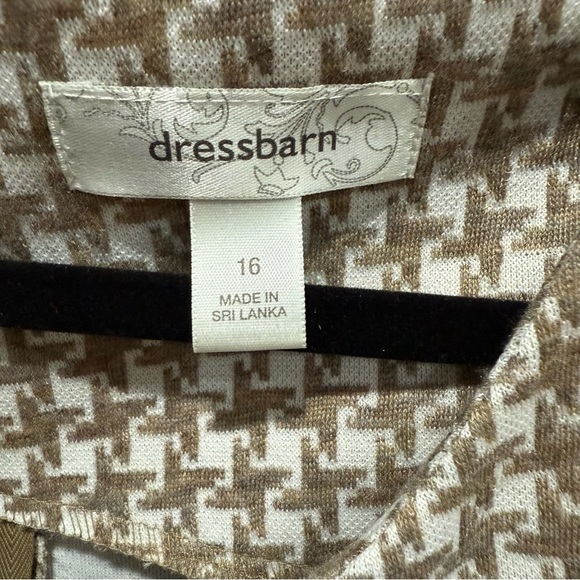 Dressbarn Houndstooth Belted Midi Dress 16 Career Workwear Neutral Office Midi - Picture 7 of 14